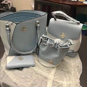 Elegant Blue Handbag Set